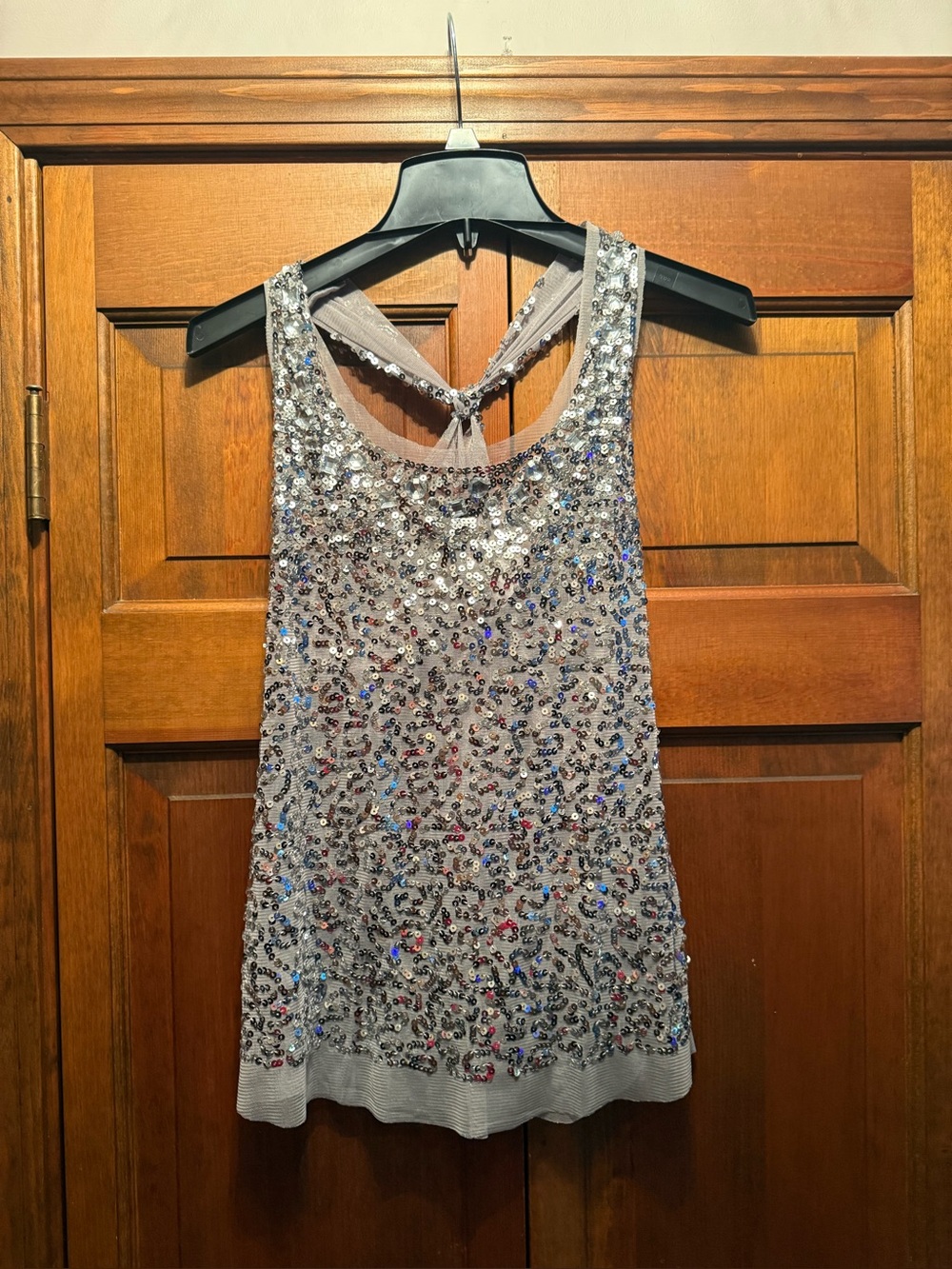 Lipstick Boutique Silver Sequin Racerback Tank